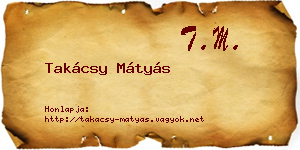 Takácsy Mátyás névjegykártya